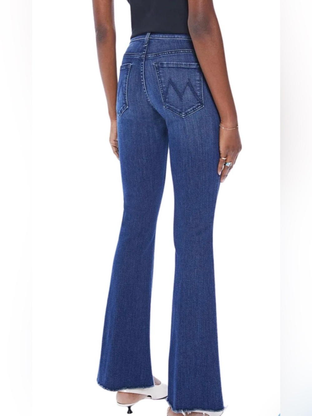 MOTHER The Weekender Fray Mid-Rise Flare Jeans in Mint Condition Medium Wash 28 - Picture 2 of 14